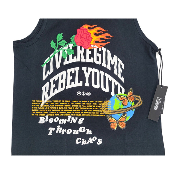 Civil Regime Blooming Through Chaos Tank Top Black Men's Streetwear Size Medium - Picture 2 of 6